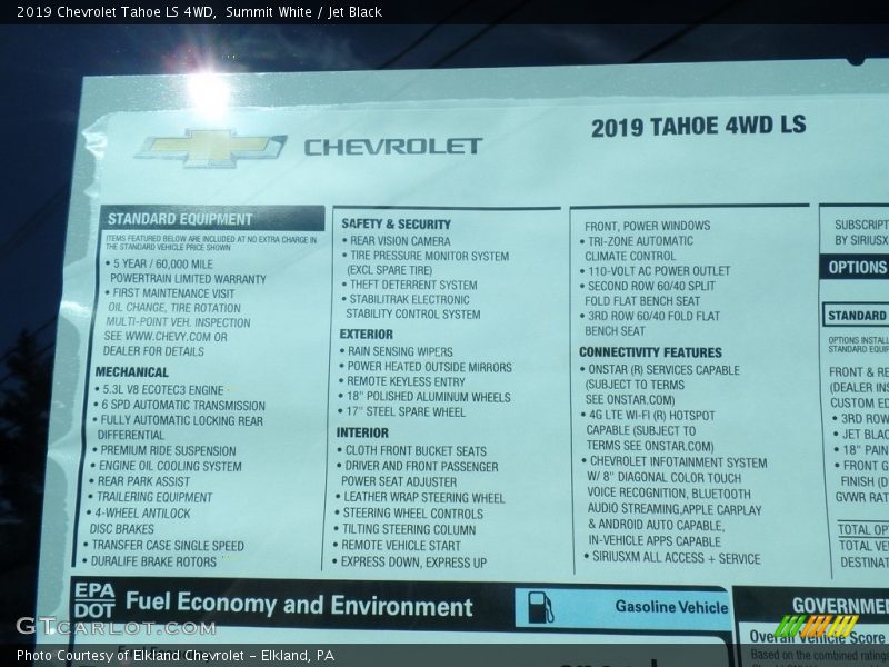 Summit White / Jet Black 2019 Chevrolet Tahoe LS 4WD