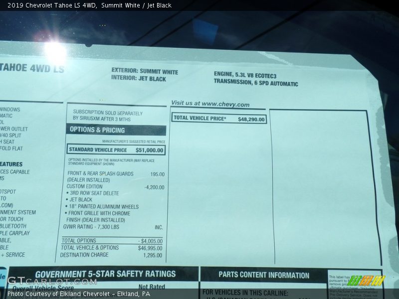 Summit White / Jet Black 2019 Chevrolet Tahoe LS 4WD