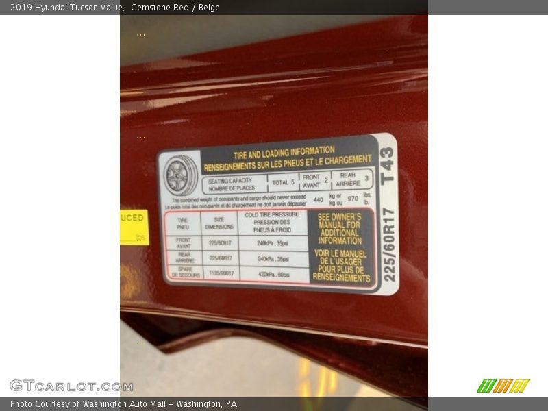 Gemstone Red / Beige 2019 Hyundai Tucson Value