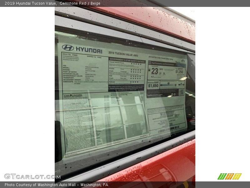 Gemstone Red / Beige 2019 Hyundai Tucson Value