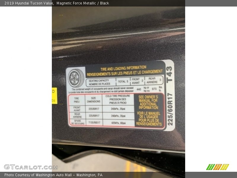 Magnetic Force Metallic / Black 2019 Hyundai Tucson Value