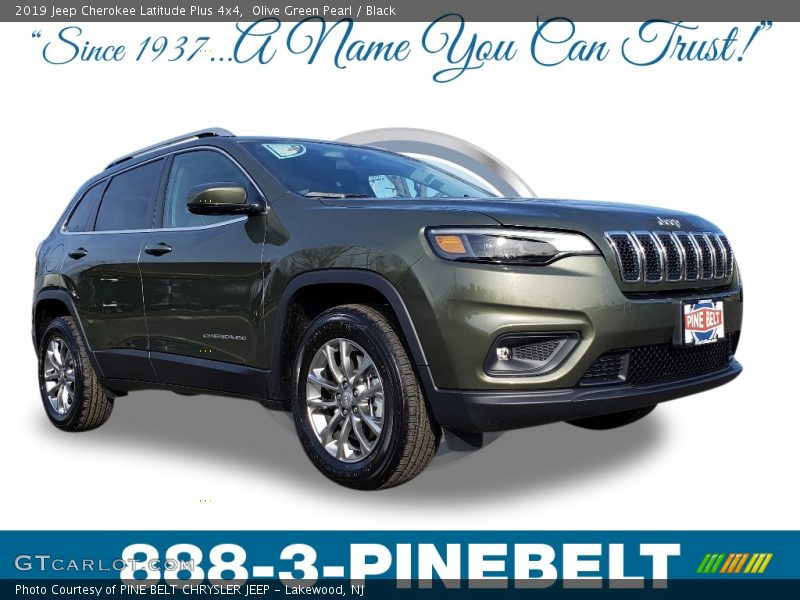 Olive Green Pearl / Black 2019 Jeep Cherokee Latitude Plus 4x4
