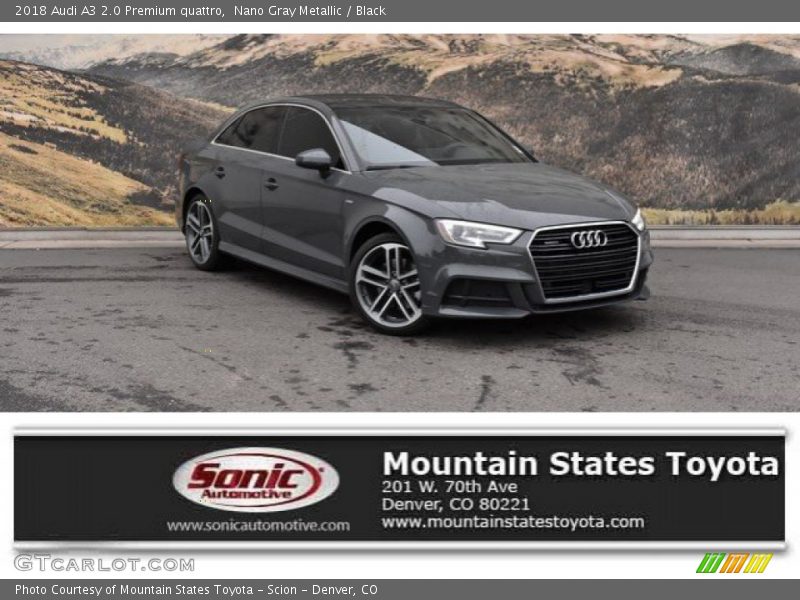 Nano Gray Metallic / Black 2018 Audi A3 2.0 Premium quattro