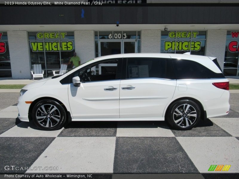 White Diamond Pearl / Gray 2019 Honda Odyssey Elite