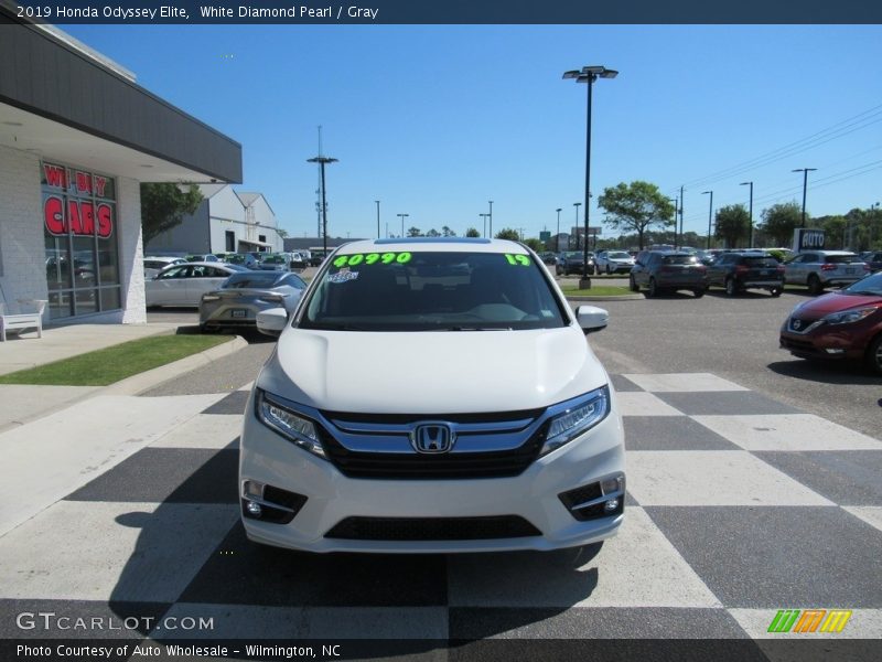 White Diamond Pearl / Gray 2019 Honda Odyssey Elite