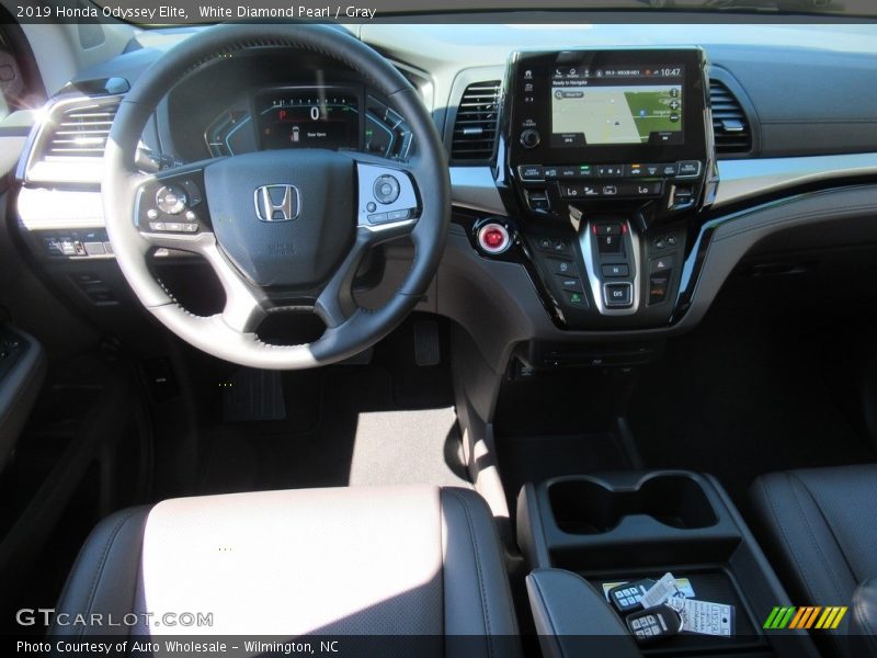 White Diamond Pearl / Gray 2019 Honda Odyssey Elite