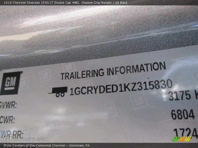 Shadow Gray Metallic / Jet Black 2019 Chevrolet Silverado 1500 LT Double Cab 4WD