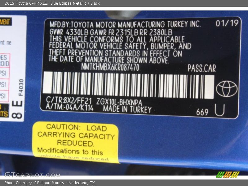 Blue Eclipse Metallic / Black 2019 Toyota C-HR XLE
