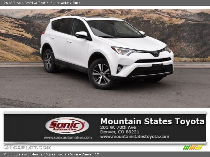 Super White / Black 2018 Toyota RAV4 XLE AWD