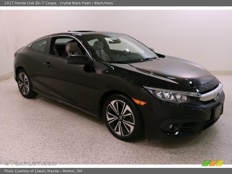 Crystal Black Pearl / Black/Ivory 2017 Honda Civic EX-T Coupe