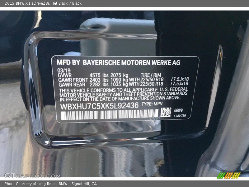 Jet Black / Black 2019 BMW X1 sDrive28i