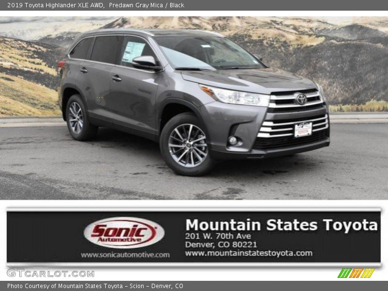 Predawn Gray Mica / Black 2019 Toyota Highlander XLE AWD