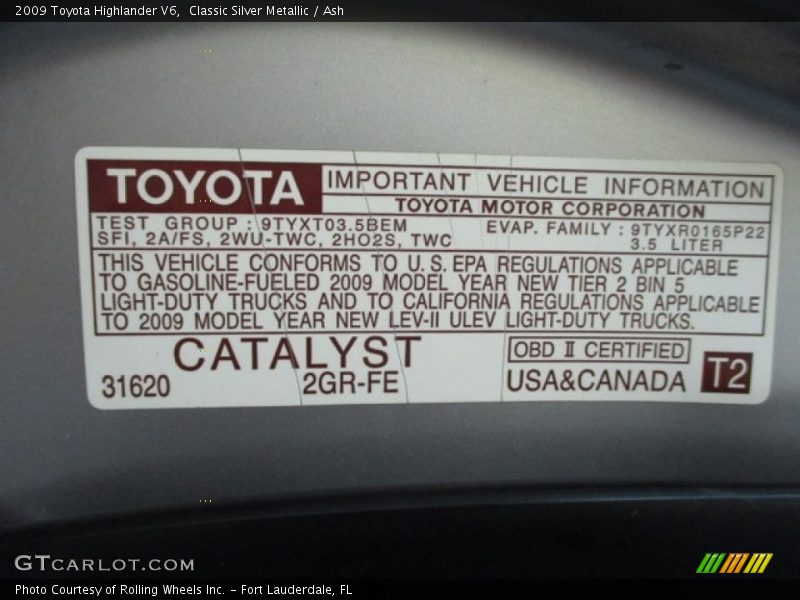 Classic Silver Metallic / Ash 2009 Toyota Highlander V6