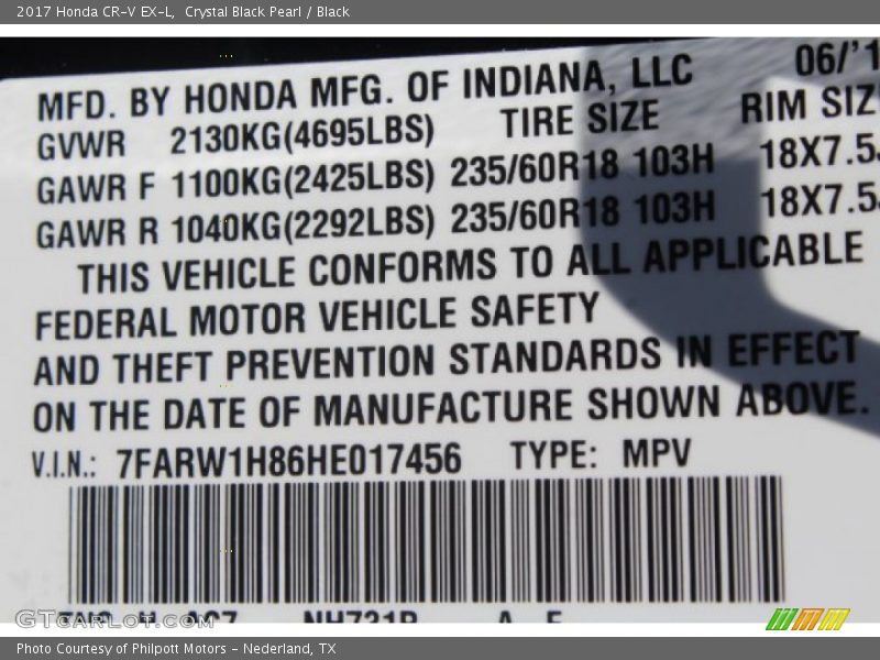 Crystal Black Pearl / Black 2017 Honda CR-V EX-L