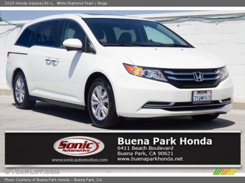 White Diamond Pearl / Beige 2016 Honda Odyssey EX-L