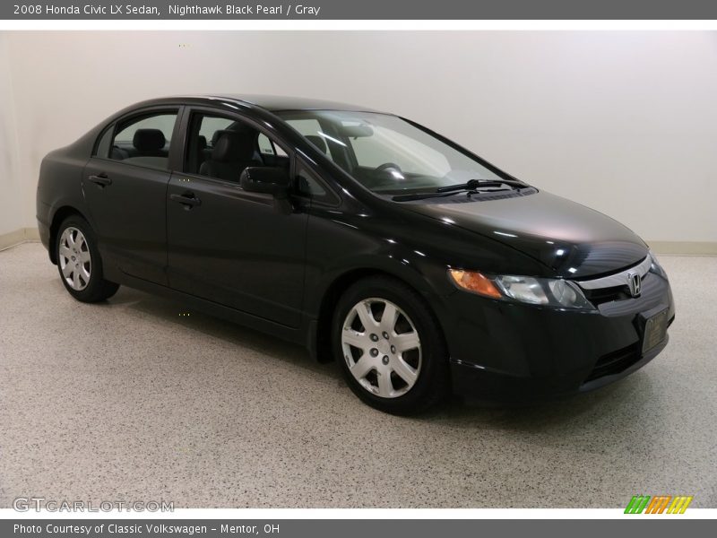 Nighthawk Black Pearl / Gray 2008 Honda Civic LX Sedan