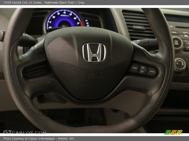Nighthawk Black Pearl / Gray 2008 Honda Civic LX Sedan