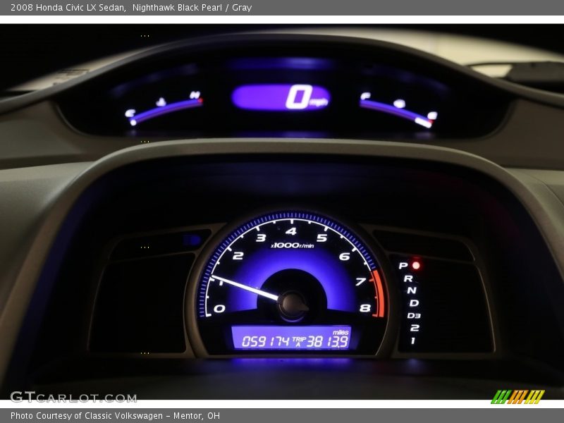 Nighthawk Black Pearl / Gray 2008 Honda Civic LX Sedan