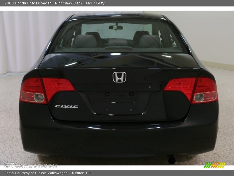 Nighthawk Black Pearl / Gray 2008 Honda Civic LX Sedan