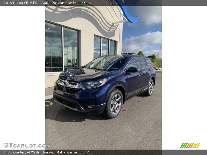 Obsidian Blue Pearl / Gray 2019 Honda CR-V EX-L AWD