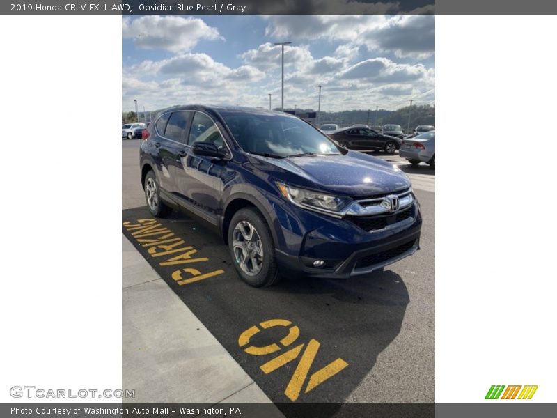 Obsidian Blue Pearl / Gray 2019 Honda CR-V EX-L AWD