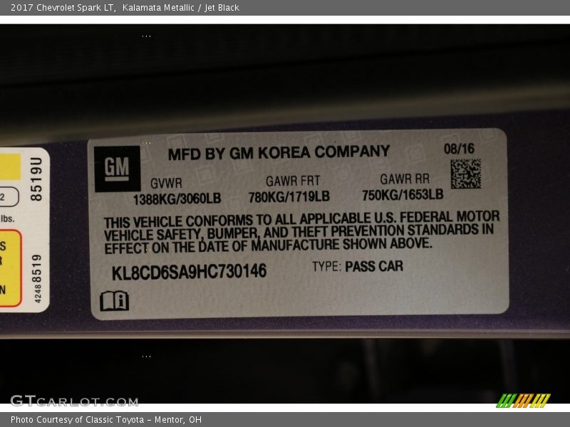 Kalamata Metallic / Jet Black 2017 Chevrolet Spark LT