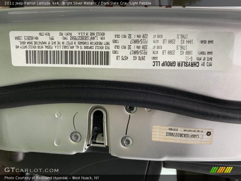 Bright Silver Metallic / Dark Slate Gray/Light Pebble 2011 Jeep Patriot Latitude 4x4
