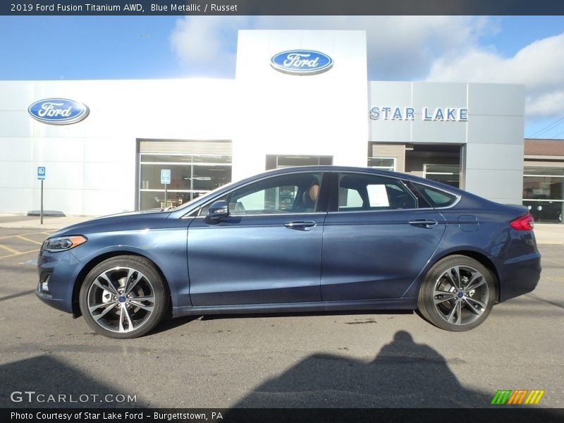 Blue Metallic / Russet 2019 Ford Fusion Titanium AWD