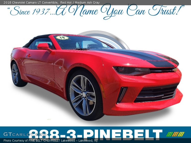 Red Hot / Medium Ash Gray 2018 Chevrolet Camaro LT Convertible