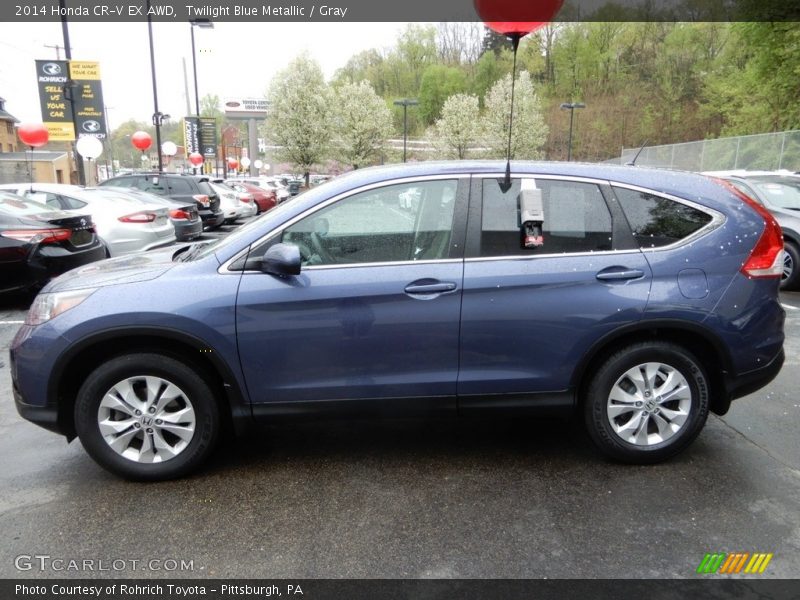 Twilight Blue Metallic / Gray 2014 Honda CR-V EX AWD