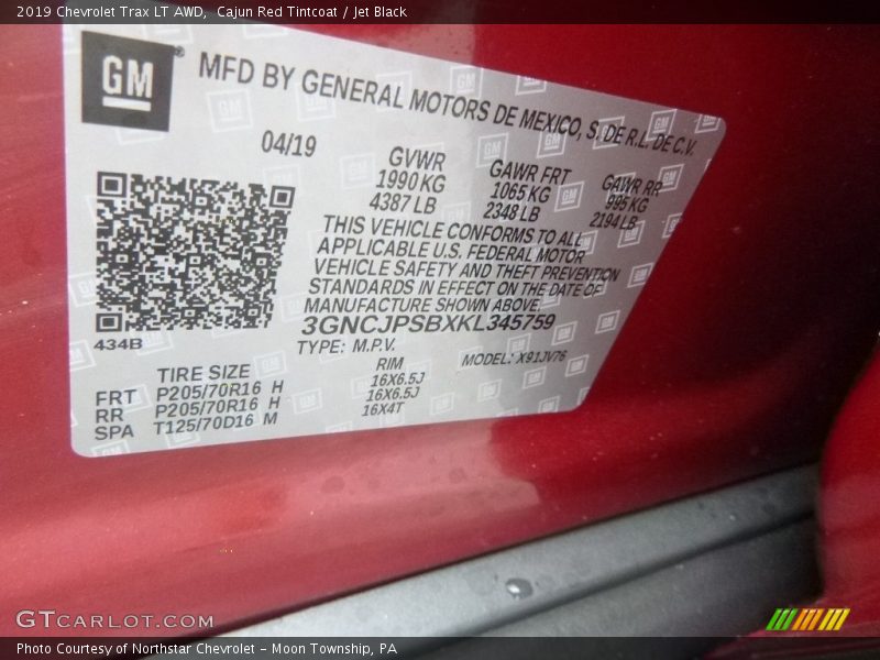 Cajun Red Tintcoat / Jet Black 2019 Chevrolet Trax LT AWD