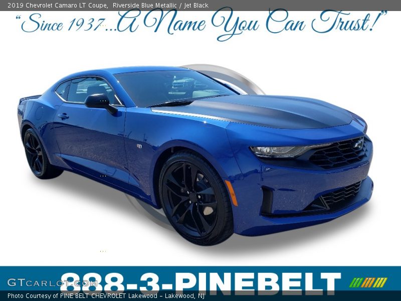 Riverside Blue Metallic / Jet Black 2019 Chevrolet Camaro LT Coupe
