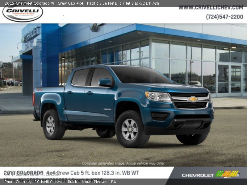 Pacific Blue Metallic / Jet Black/Dark Ash 2019 Chevrolet Colorado WT Crew Cab 4x4