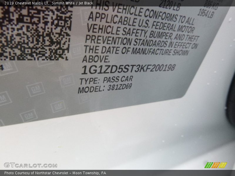 Summit White / Jet Black 2019 Chevrolet Malibu LT