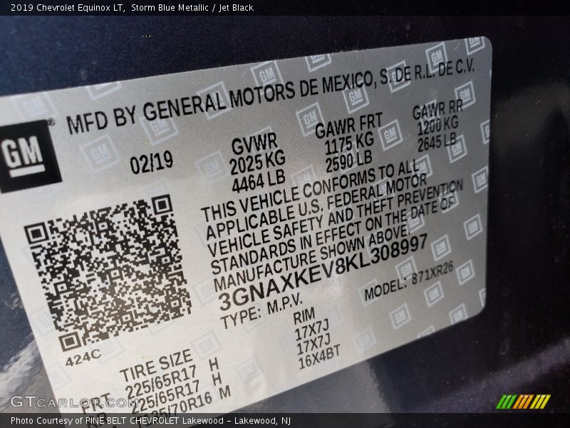 Storm Blue Metallic / Jet Black 2019 Chevrolet Equinox LT