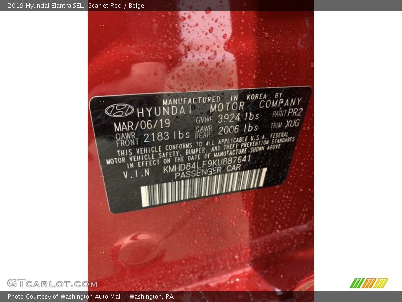 Scarlet Red / Beige 2019 Hyundai Elantra SEL