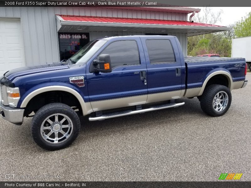 Dark Blue Pearl Metallic / Camel 2008 Ford F350 Super Duty Lariat Crew Cab 4x4