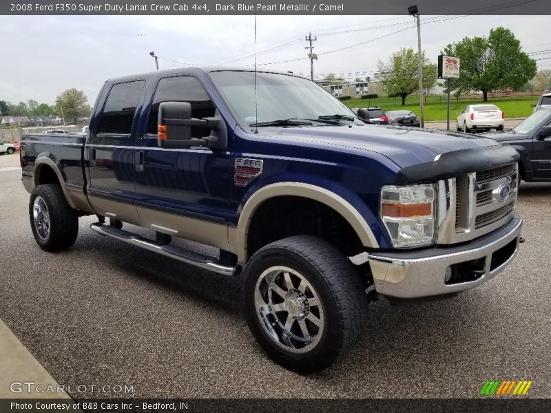 Dark Blue Pearl Metallic / Camel 2008 Ford F350 Super Duty Lariat Crew Cab 4x4
