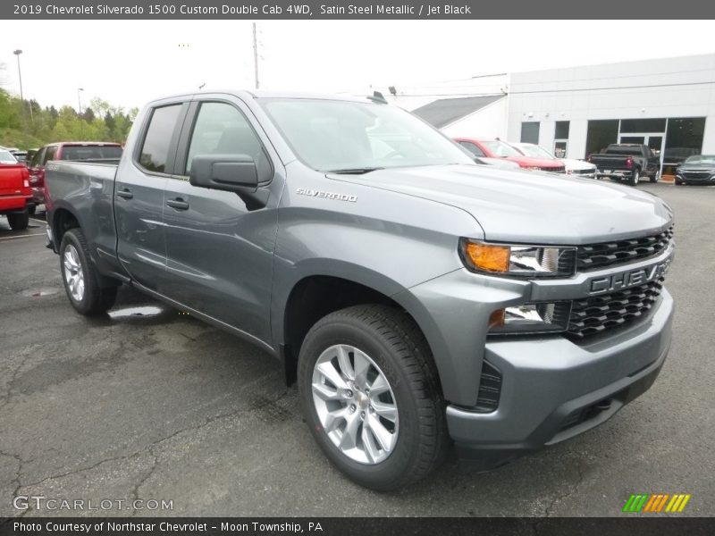 Satin Steel Metallic / Jet Black 2019 Chevrolet Silverado 1500 Custom Double Cab 4WD