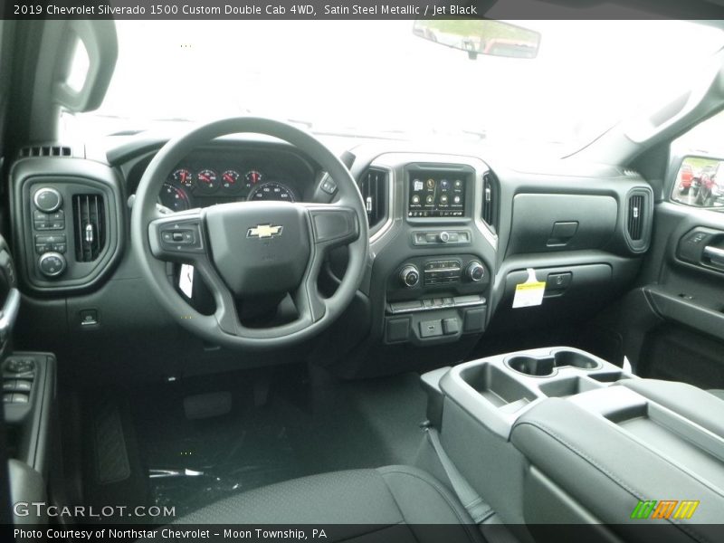 Satin Steel Metallic / Jet Black 2019 Chevrolet Silverado 1500 Custom Double Cab 4WD