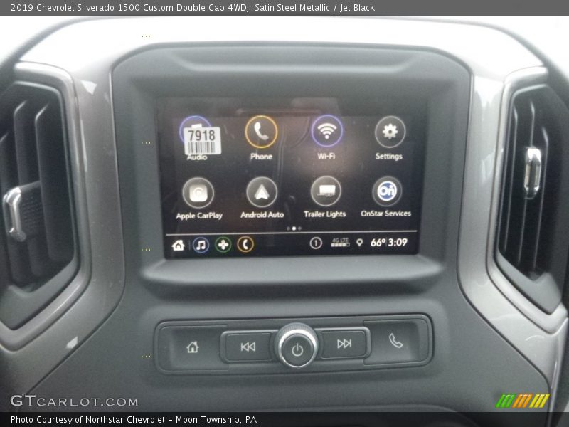 Satin Steel Metallic / Jet Black 2019 Chevrolet Silverado 1500 Custom Double Cab 4WD