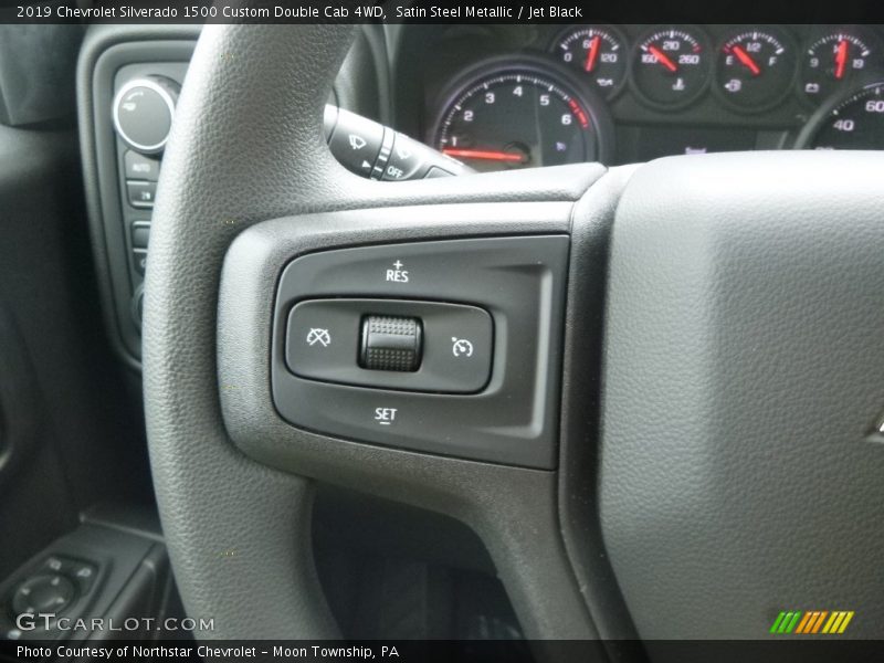 Satin Steel Metallic / Jet Black 2019 Chevrolet Silverado 1500 Custom Double Cab 4WD