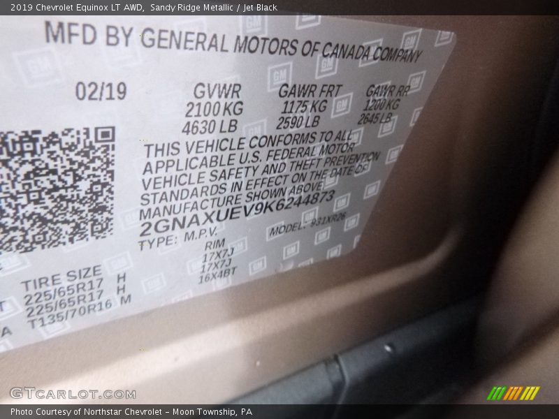 Sandy Ridge Metallic / Jet Black 2019 Chevrolet Equinox LT AWD
