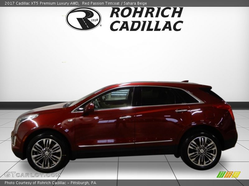 Red Passion Tintcoat / Sahara Beige 2017 Cadillac XT5 Premium Luxury AWD