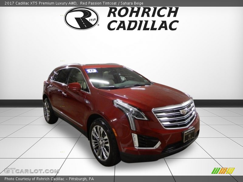 Red Passion Tintcoat / Sahara Beige 2017 Cadillac XT5 Premium Luxury AWD