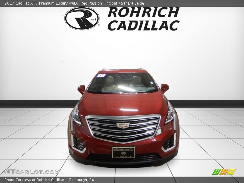 Red Passion Tintcoat / Sahara Beige 2017 Cadillac XT5 Premium Luxury AWD