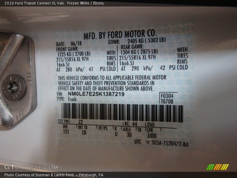 Frozen White / Ebony 2019 Ford Transit Connect XL Van