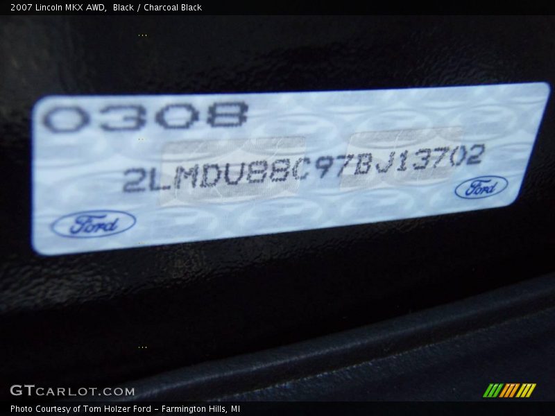 Black / Charcoal Black 2007 Lincoln MKX AWD