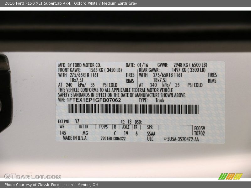 Oxford White / Medium Earth Gray 2016 Ford F150 XLT SuperCab 4x4