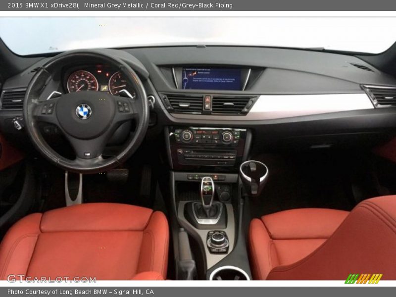 Mineral Grey Metallic / Coral Red/Grey-Black Piping 2015 BMW X1 xDrive28i